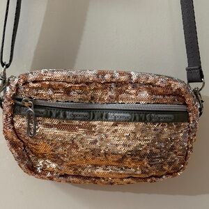 Lesportsac Rose Gold Sequin Crossbody Bag with Front Zip